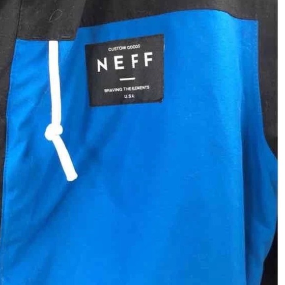 Neff Zeeb Snowboard Jacket Mens Medium Colorblock Black Blue Red Hooded Technica - Picture 7 of 8